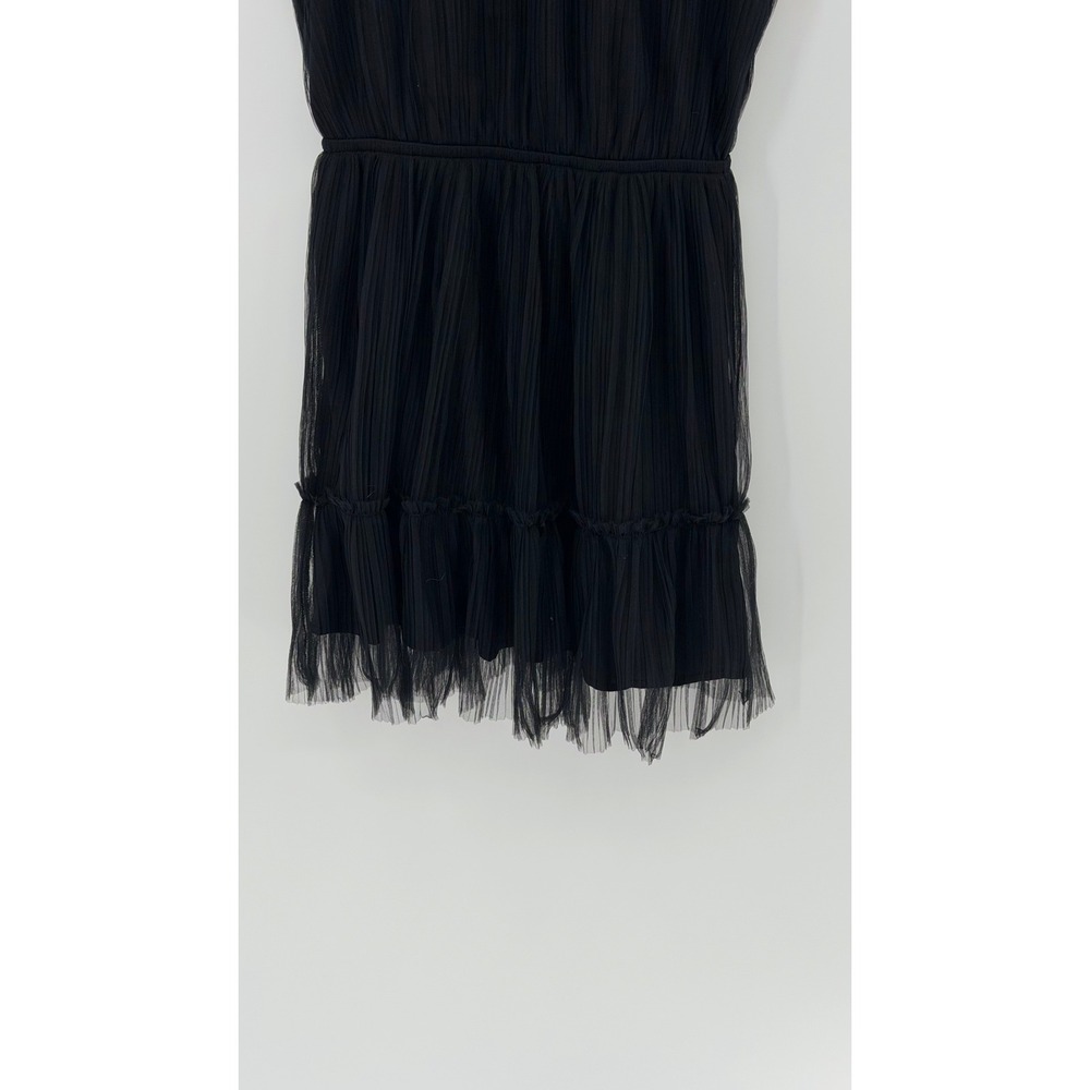 Steve Madden Mini Dress Black Pleated Mesh Ruffle Sheer Goth Party LBD NWT - Picture 4 of 7